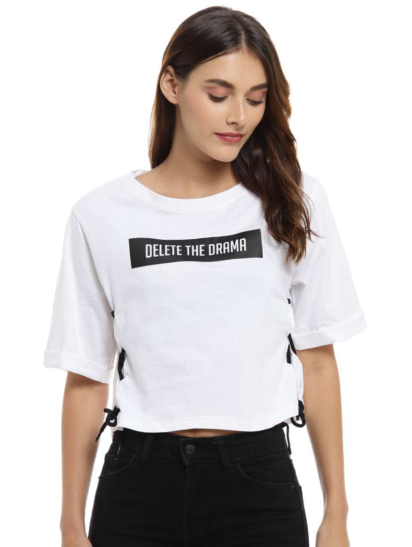 women's chest print round neck t-shirt