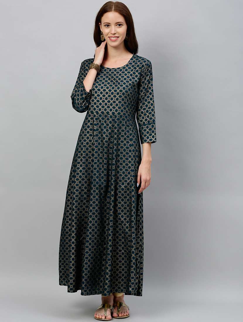 foil print anarkali ethnic dress