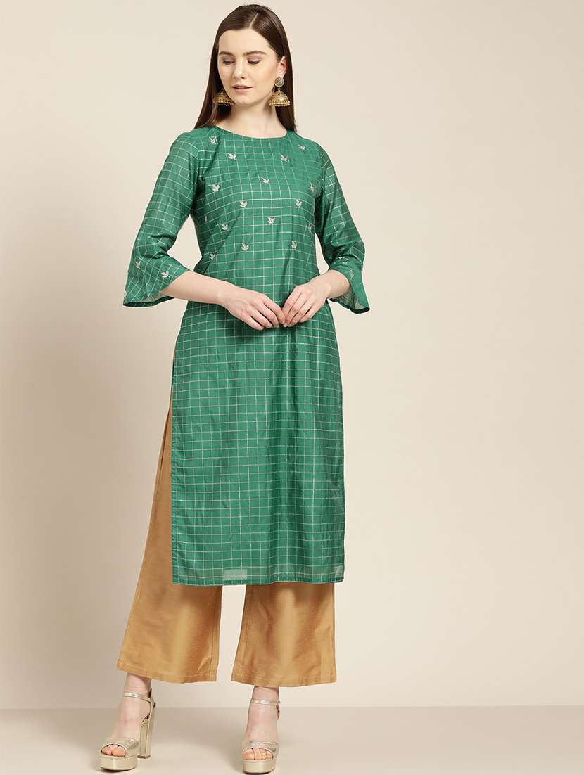 checkered traight kurta