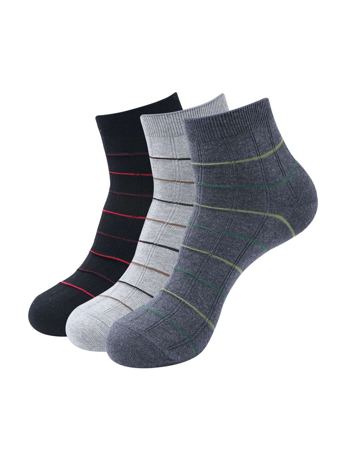 men pack of 3 striped above ankle length sock