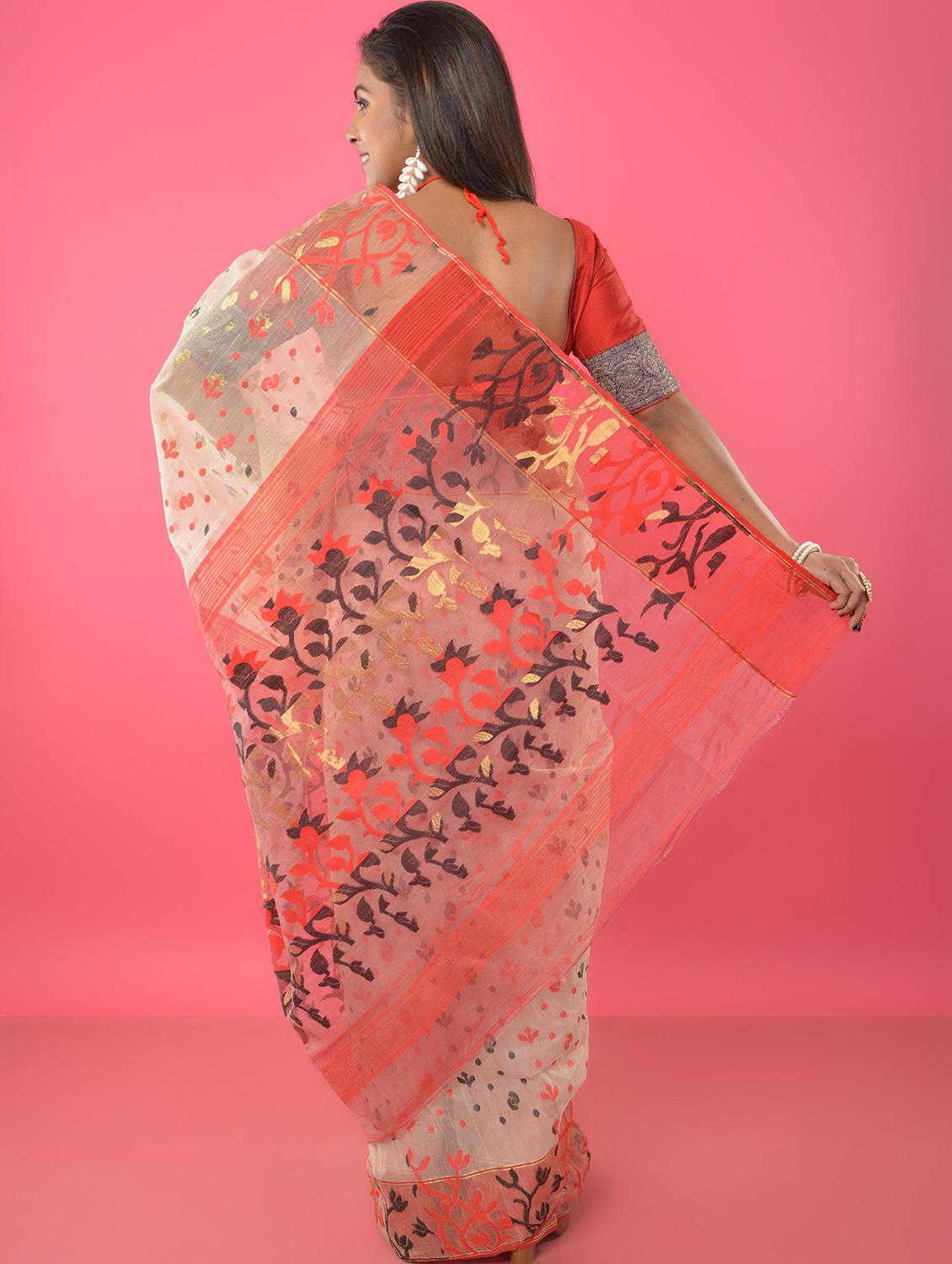 self design jamdani saree - 16989197 - Standard Image - 1