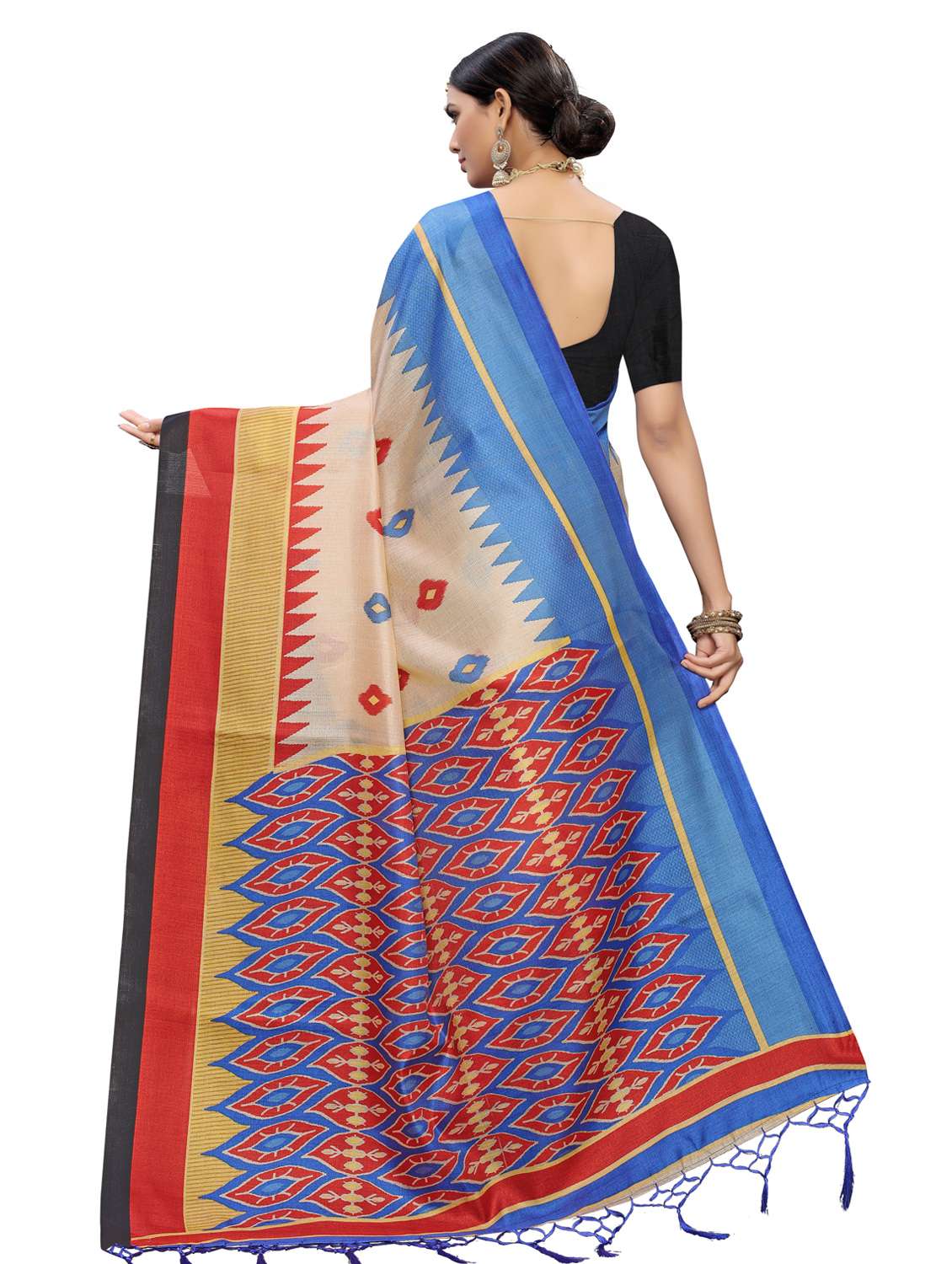 self design printed saree with blouse - 16989504 - Standard Image - 1