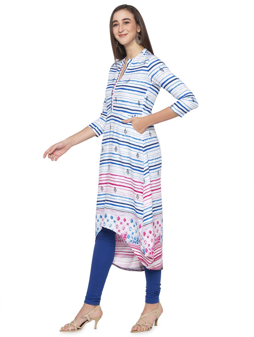 striped high-low kurta - 16989989 - Standard Image - 1