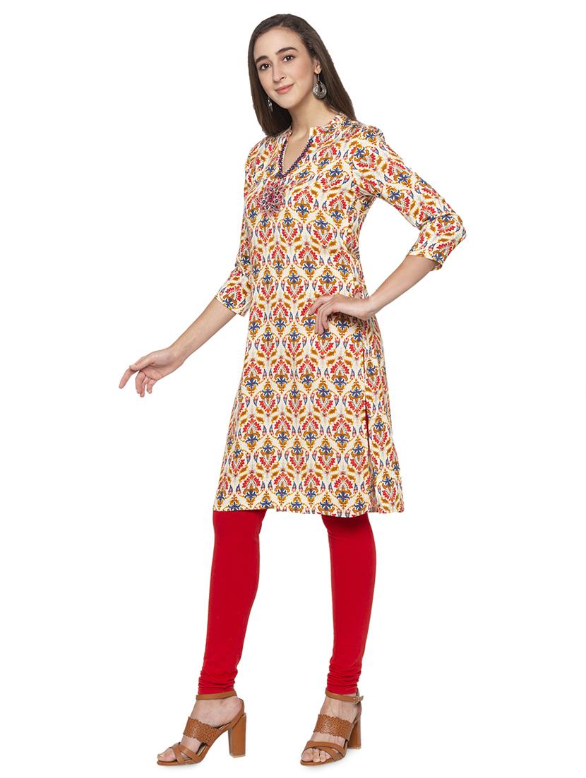 floral print straight kurta - 16990006 - Standard Image - 1