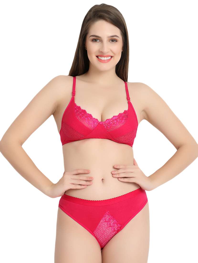 Floral Patch Lace Detail Bra & Panty Set 