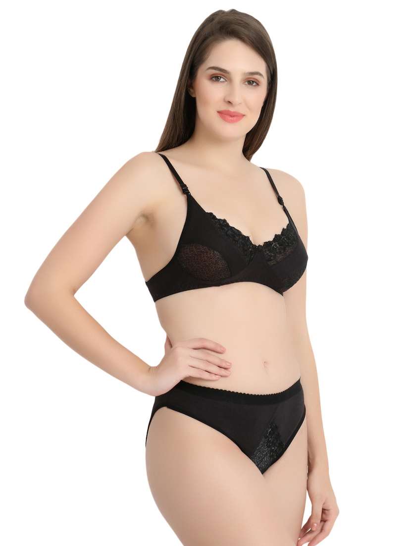 floral patch lace detail bra & panty set - 16990262 - Standard Image - 1