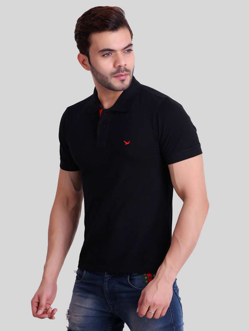 black solid polo t-shirt - 16991742 -  Standard Image - 1