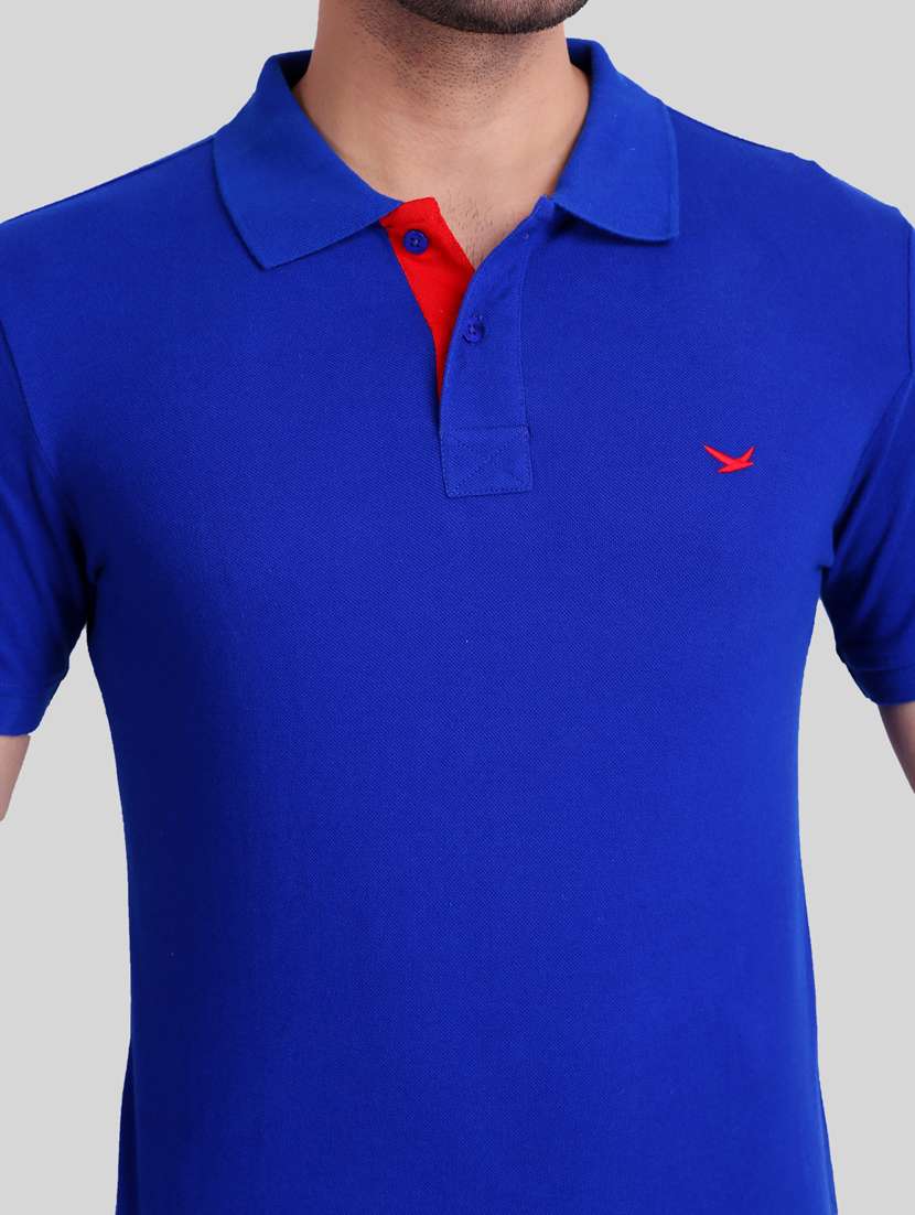 blue solid polo t-shirt - 16991744 -  Standard Image - 4