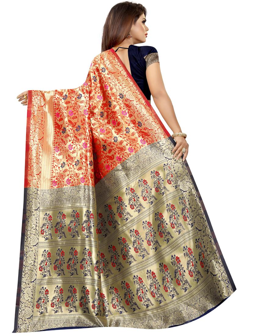 floral banarasi saree with blouse - 16991781 - Standard Image - 1