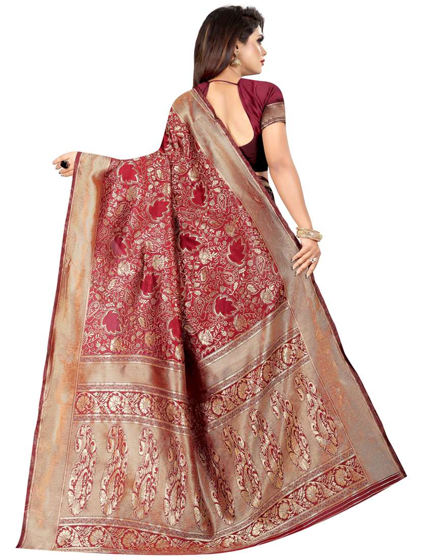 floral banarasi saree with blouse - 16991787 -  Standard Image - 1