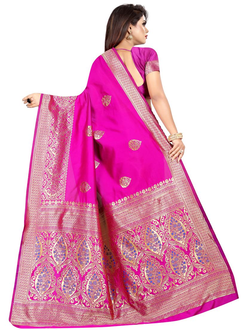self design banarasi saree with blouse - 16991793 - Standard Image - 1