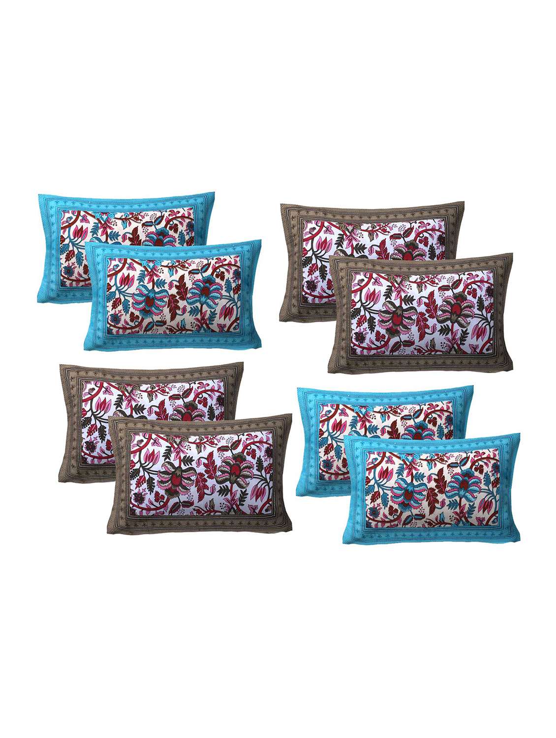  cotton printed pillow covers 4 sets (8 pieces) 