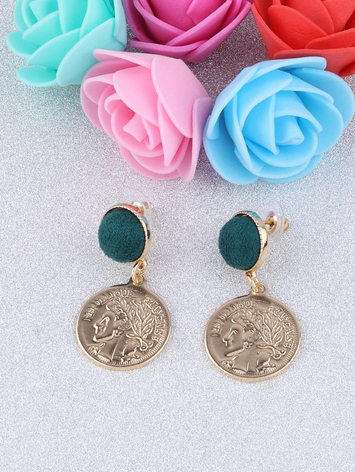 gold metal drop earring - 16991838 - Standard Image - 1