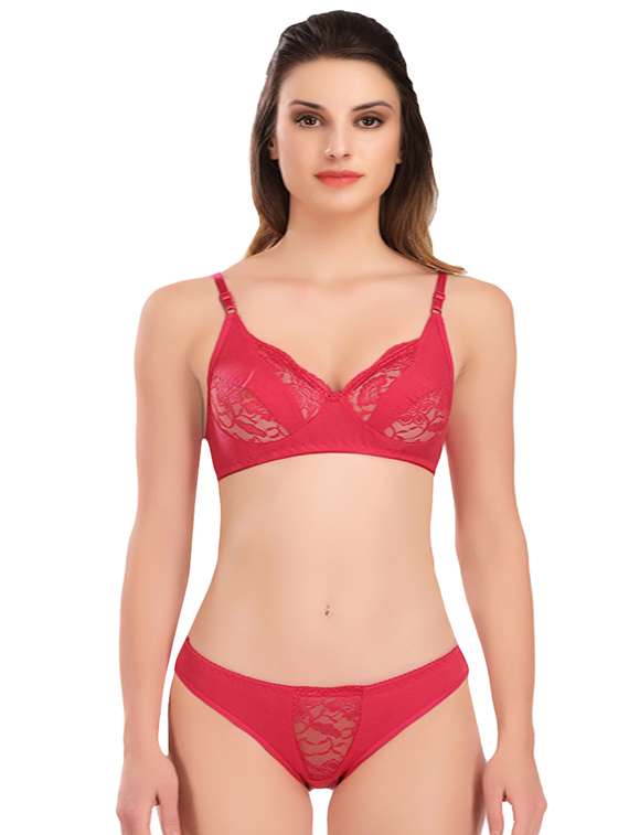 floral patch lace detail bra & panty set 