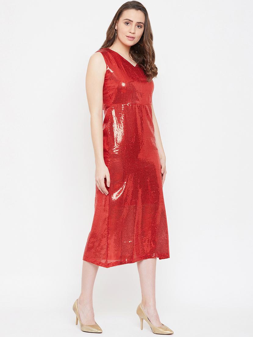 red silk blend aline dress - 16992658 - Standard Image - 1