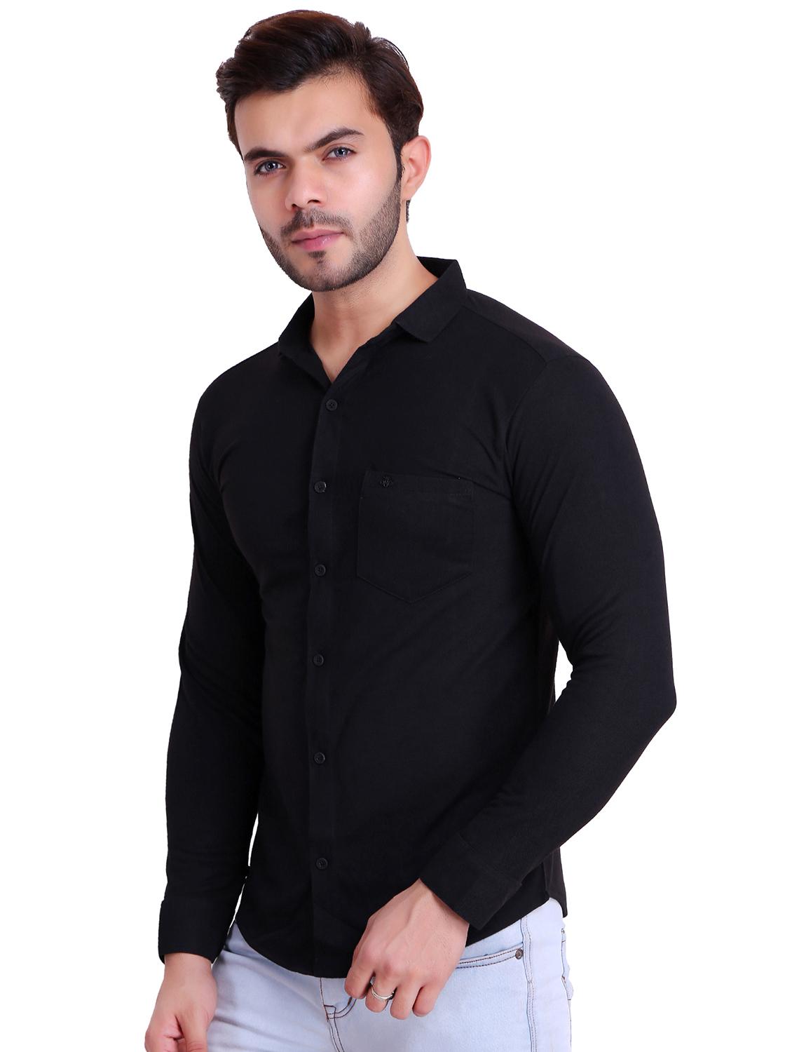 black solid casual shirt - 16993161 - Standard Image - 1