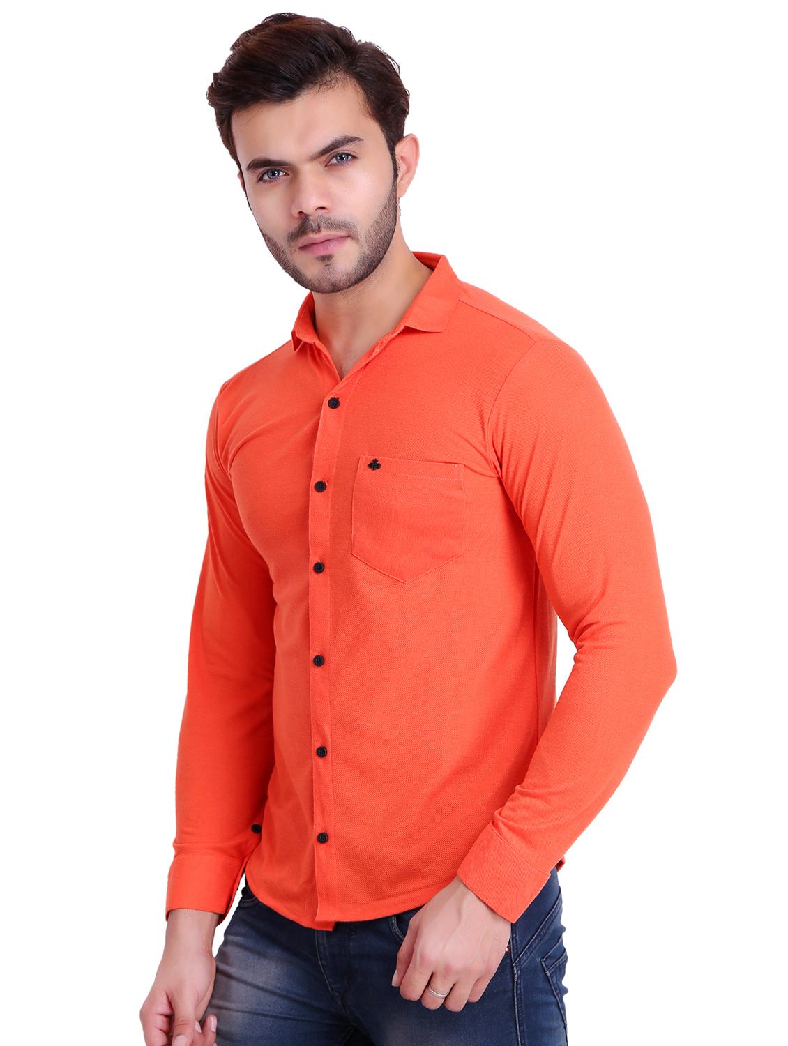 orange solid casual shirt - 16993165 - Standard Image - 1