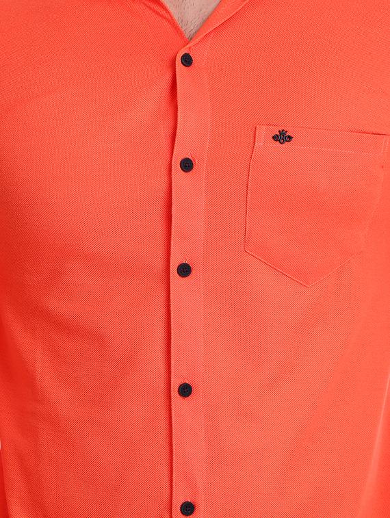 orange solid casual shirt - 16993165 - Standard Image - 4