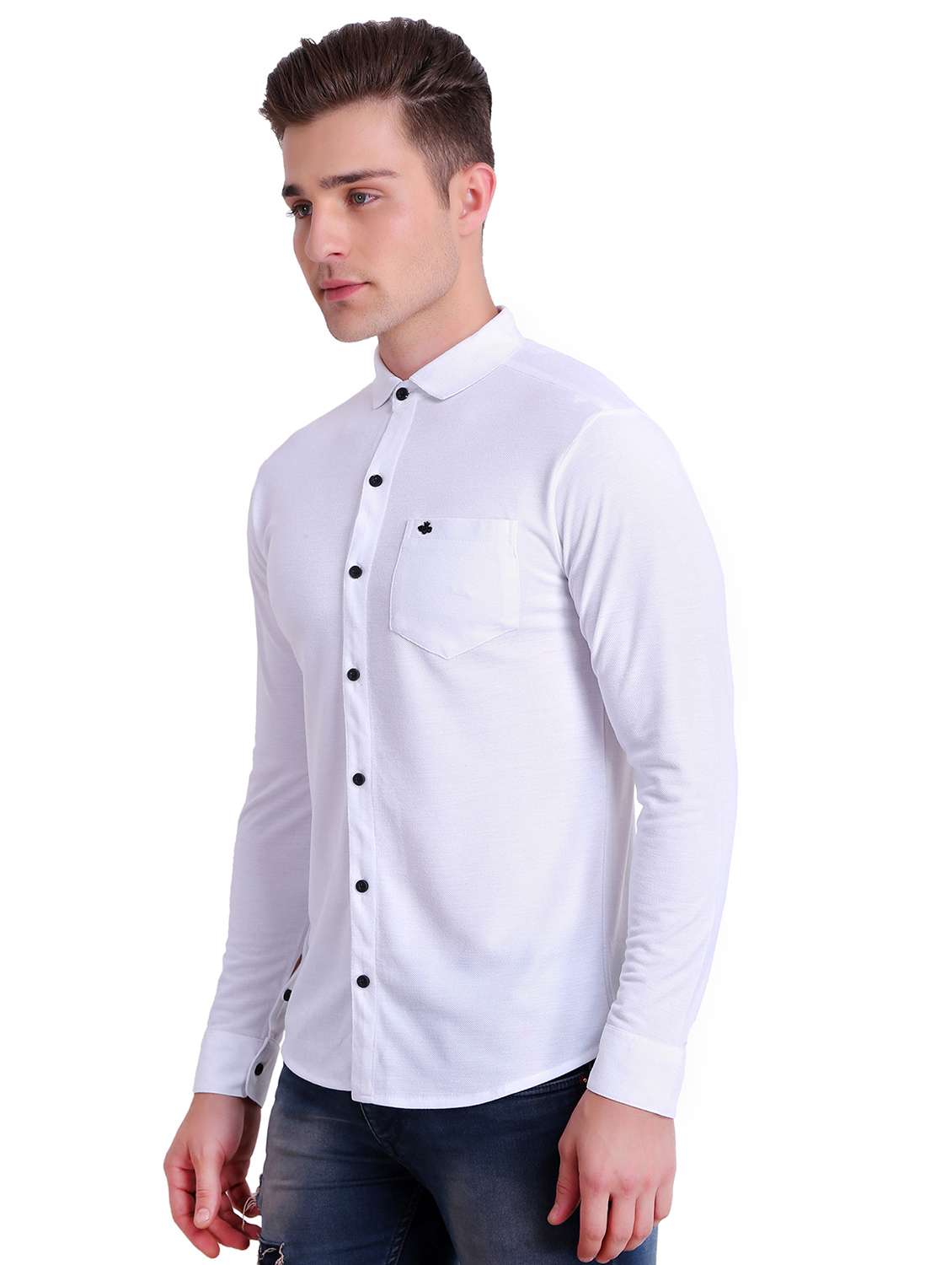 white solid casual shirt - 16993166 - Standard Image - 1