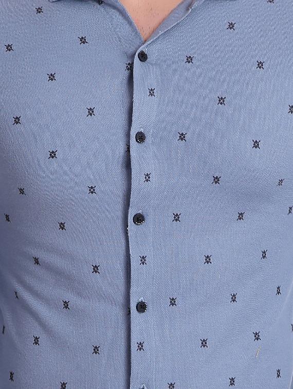 blue printed casual shirt - 16993167 - Standard Image - 4