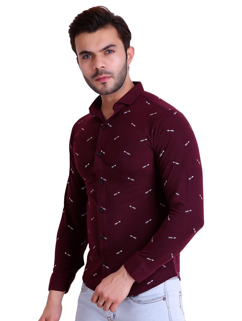 maroon printed casual shirt - 16993168 -  Standard Image - 1