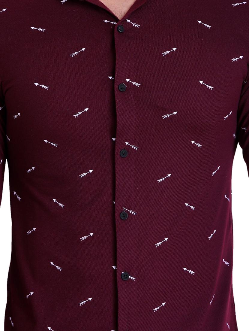 maroon printed casual shirt - 16993168 - Standard Image - 4