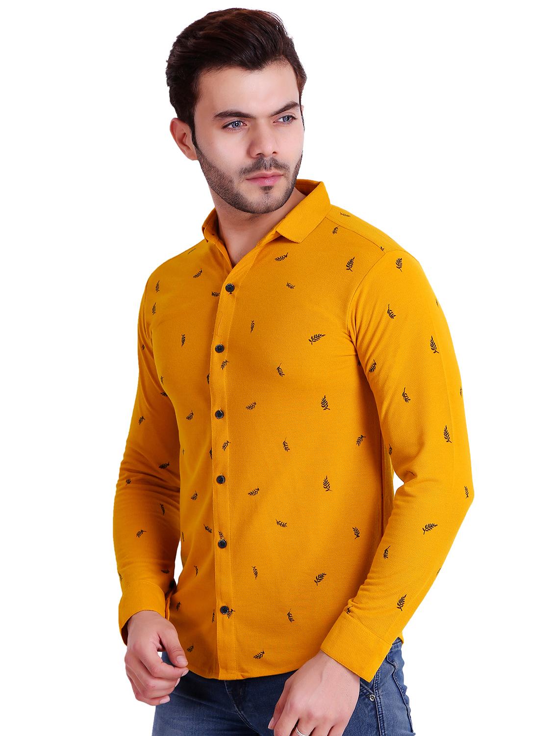 yellow printed casual shirt - 16993169 - Standard Image - 1