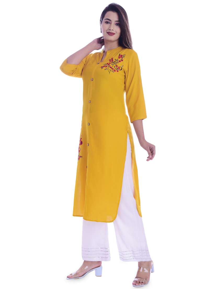 embroidered straight kurta - 16993484 -  Standard Image - 1