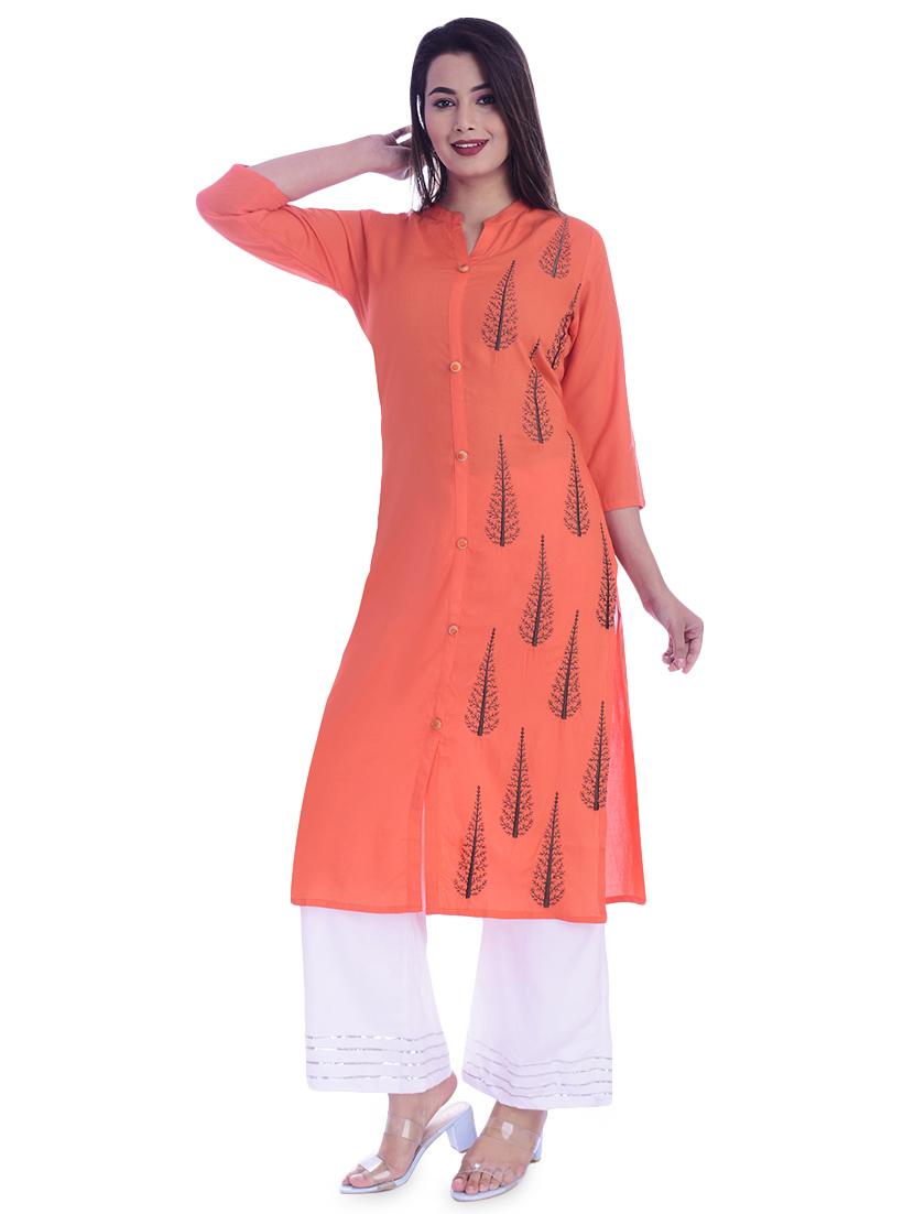 embroidered straight kurta - 16993488 -  Standard Image - 1