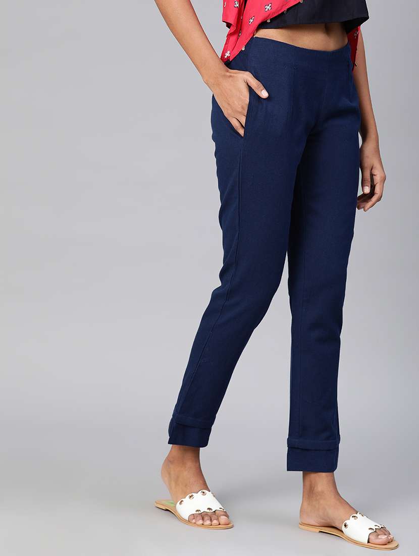 women solid pleated bootcut trouser  - 16993611 -  Standard Image - 1
