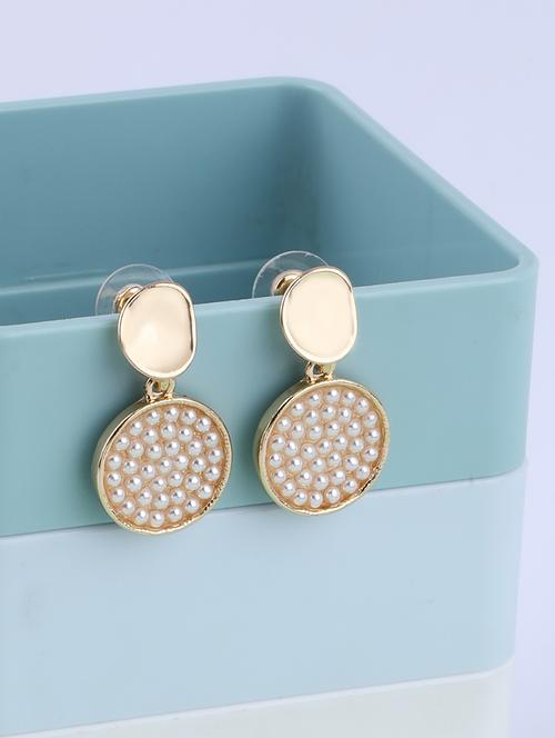 gold metal drop earring - 16994298 - Standard Image - 0