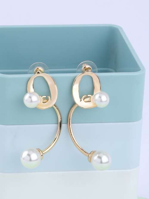 gold metal drop earring - 16994307 - Standard Image - 0