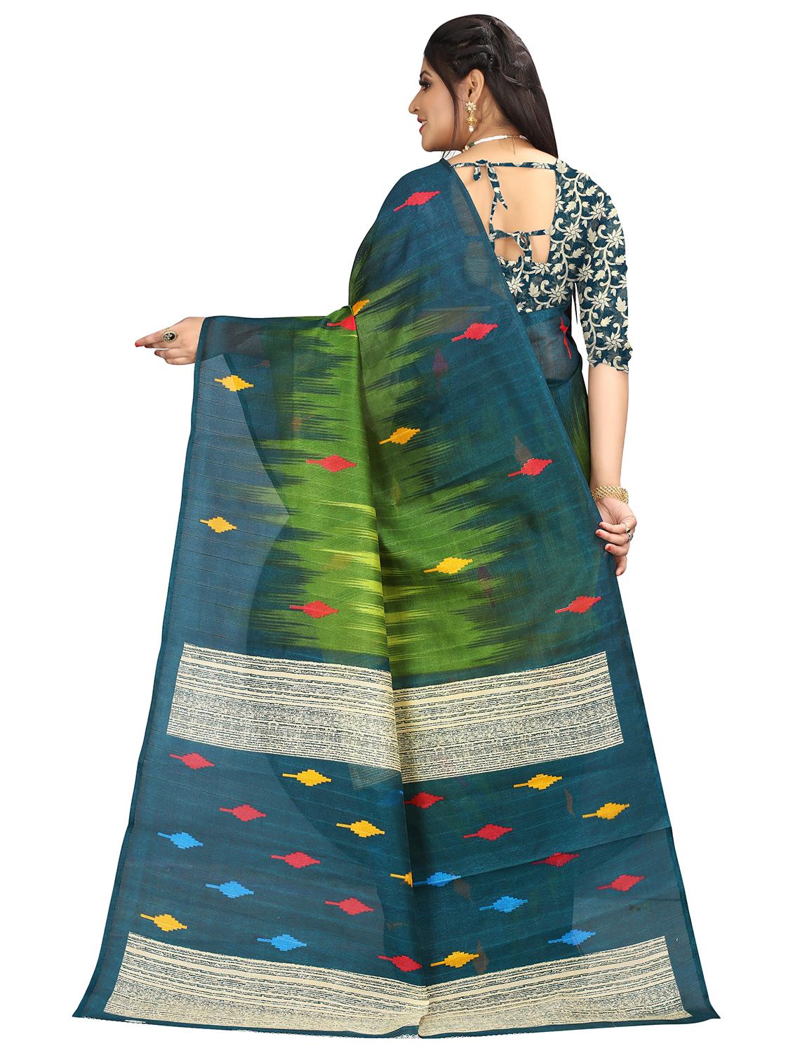 women's self design green colored saree with blouse - 16994324 - Standard Image - 1