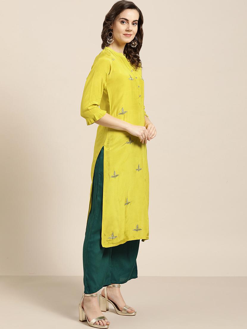 embroidered kurta palazzo set - 16995001 -  Standard Image - 1