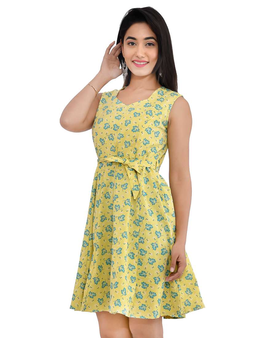 women's fit & flare leaf print dress - 16995063 -  Standard Image - 1