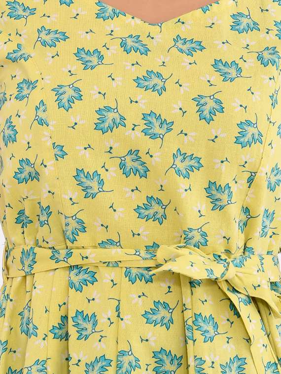 women's fit & flare leaf print dress - 16995063 -  Standard Image - 4