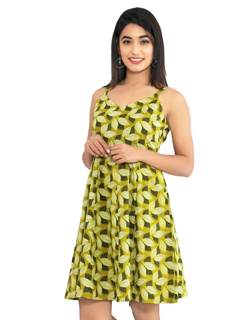 women's fit & flare leaf print dress - 16995066 -  Standard Image - 1