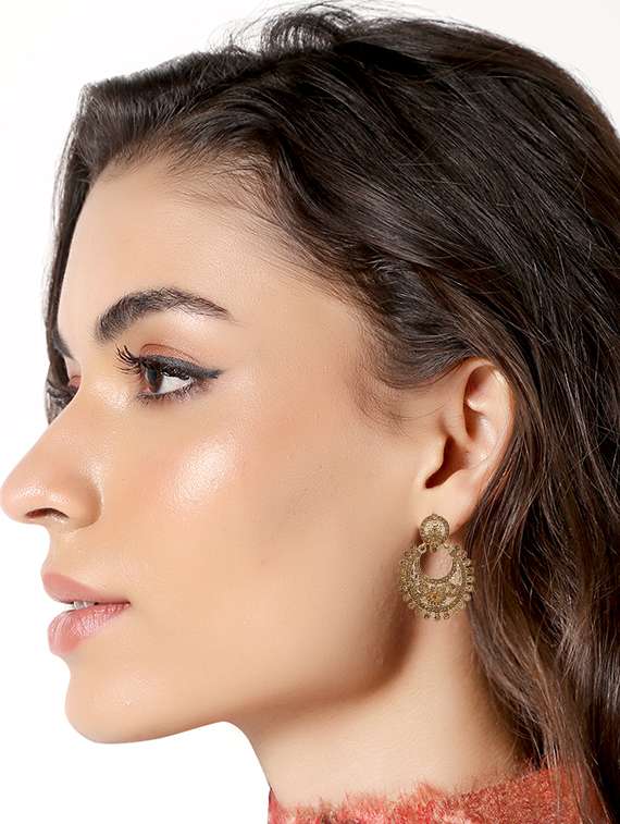 gold brass chandballi earring - 16995073 -  Standard Image - 1