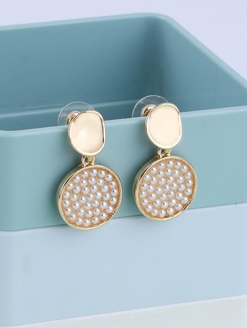 gold metal drop earring - 16995650 - Standard Image - 0