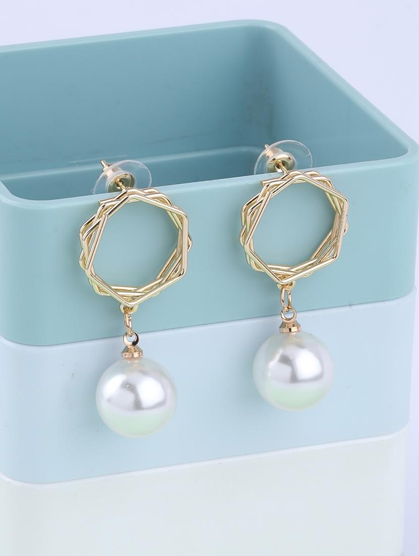 gold metal drop earring - 16995665 - Zoom Image - 0