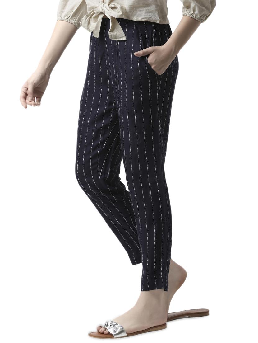 mid rise striped flat front trouser - 16995691 - Standard Image - 1