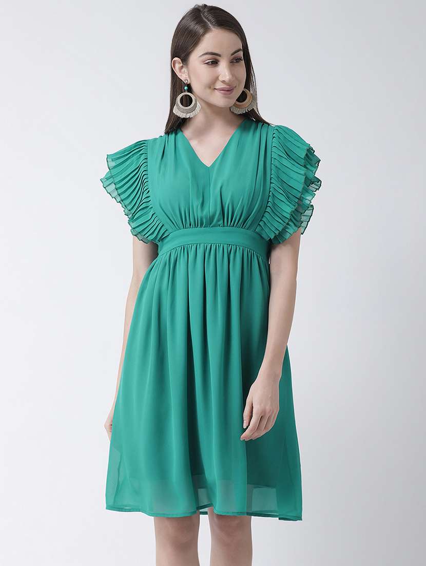 ruffled sleeves flared dress 