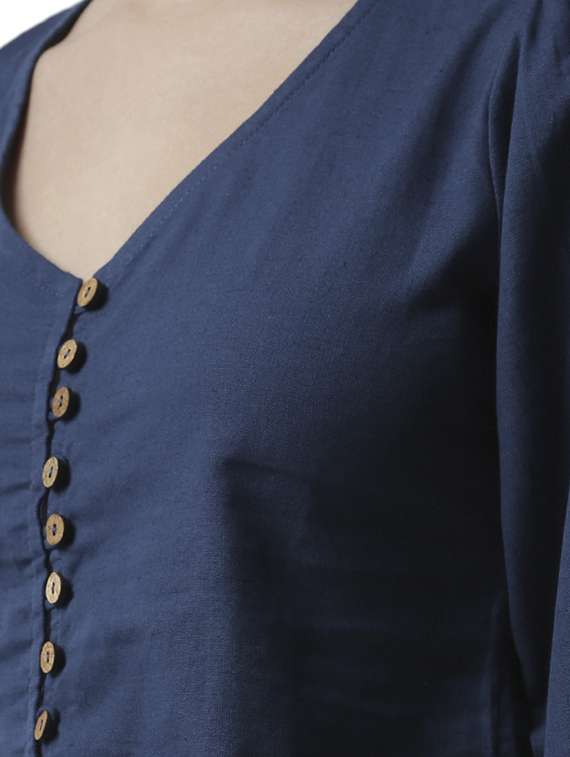 tie front button up crop top  - 16995862 -  Standard Image - 4