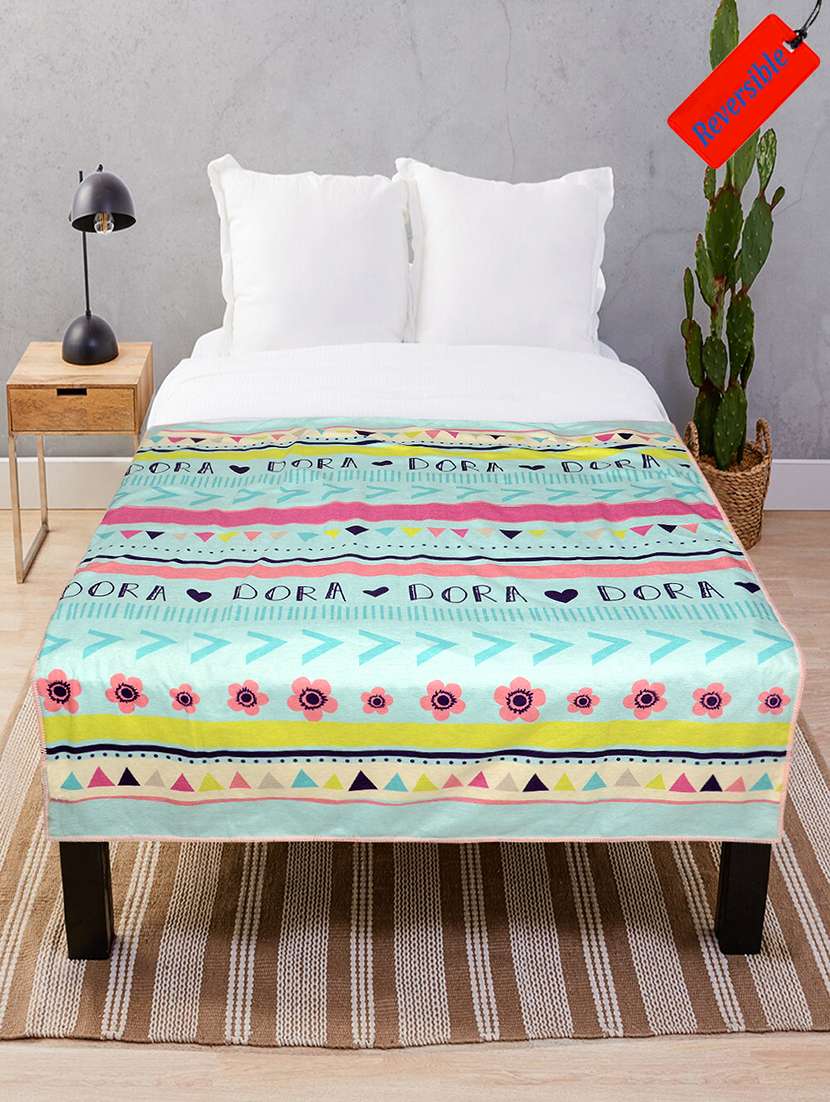  dora soft velvet, reversible printed kids  sofa blanket 