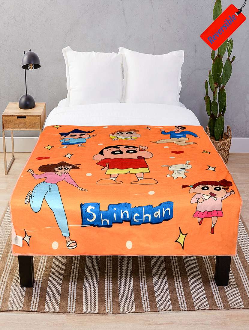   sinchan soft velvet, reversible printed kids sofa blanket 