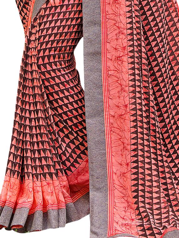 checkered printed saree with blouse - 17000118 -  Standard Image - 1