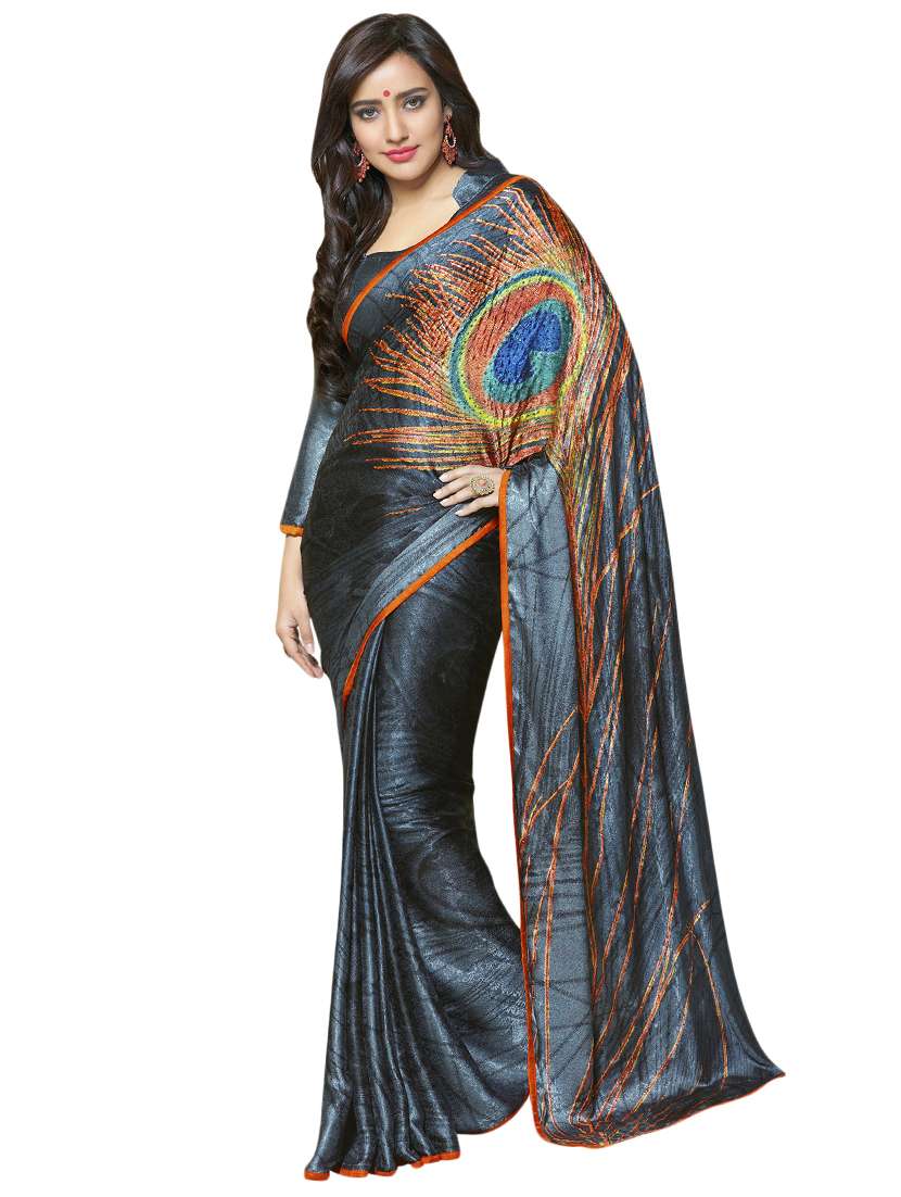 abstract printed saree with blouse