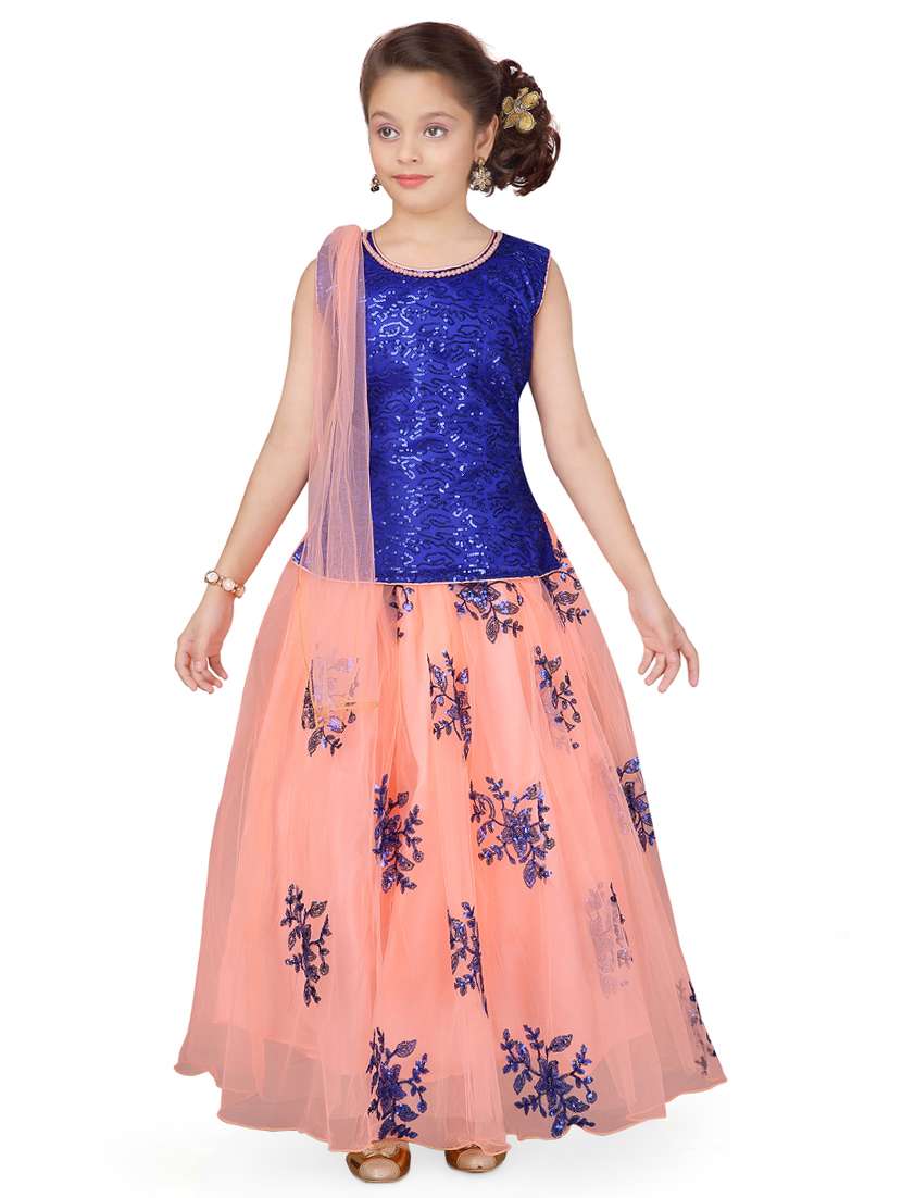 blue silk blend lehenga choli