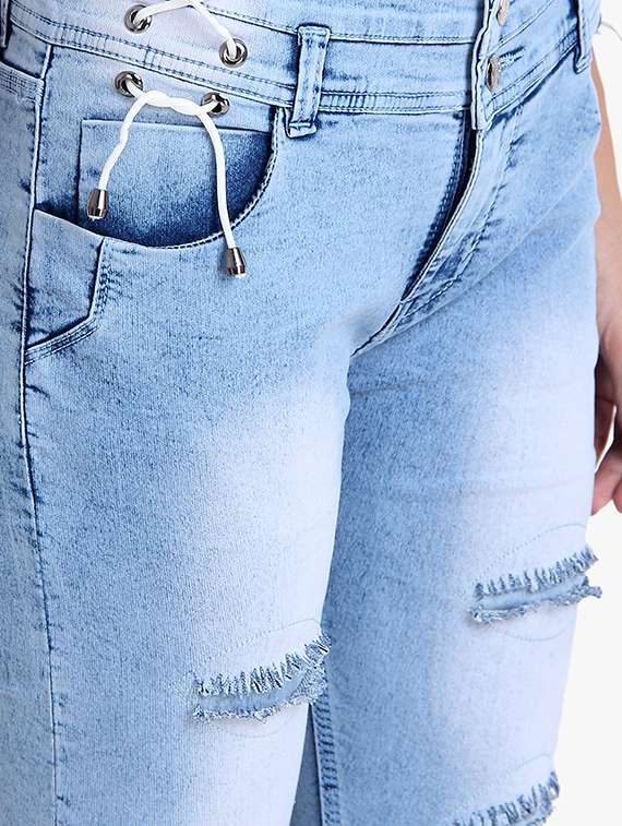 distressed denim capri - 17001333 - Standard Image - 4