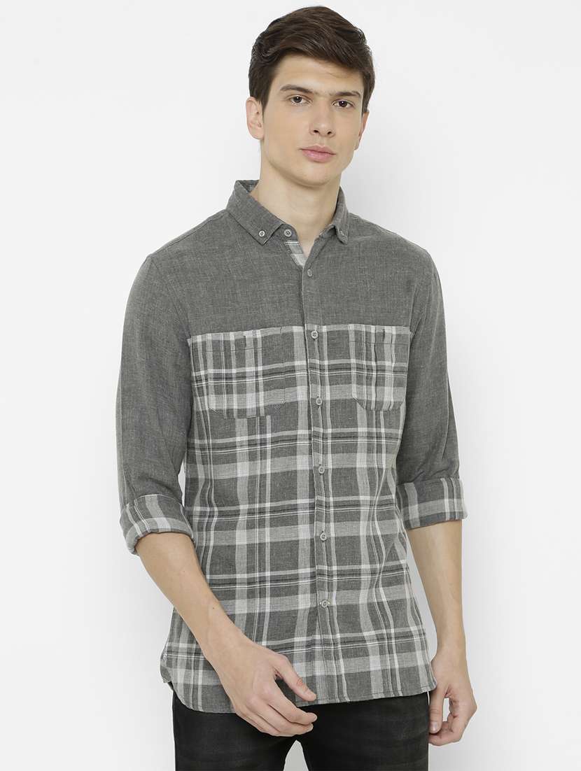 grey checkered casual shirt